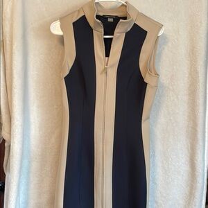 Elegant Black and Tan Sleeveless Dress by Tommy Hilfiger
